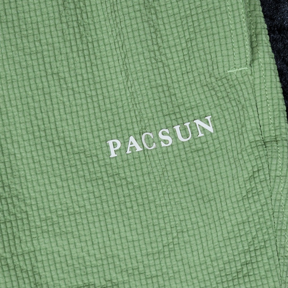 PacSun Mens Green Textured Seersucker Swim Trunks Shorts Small Drawstring Mesh